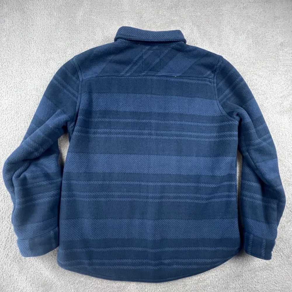 Voyager Mens Blue Striped Sherpa Lined Fleece Shirt Jacket‎ Shacket Medium